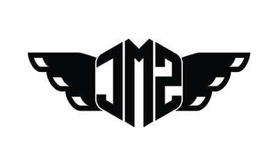 JMZ polygon wings logo design vector template.