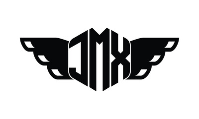 JMX polygon wings logo design vector template.