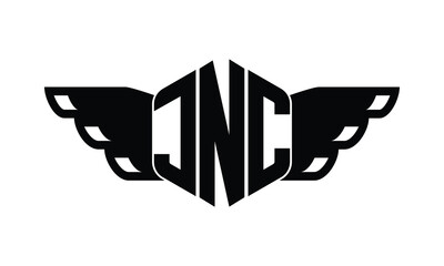 JNC polygon wings logo design vector template.