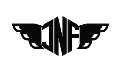 JNF polygon wings logo design vector template.