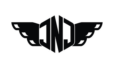 JNJ polygon wings logo design vector template.