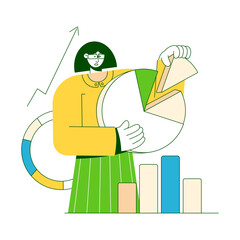 Woman parses the stats on a pie chart