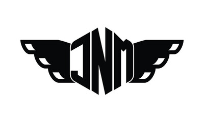 JNM polygon wings logo design vector template.
