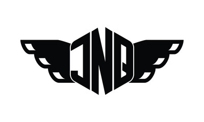 JNQ polygon wings logo design vector template.