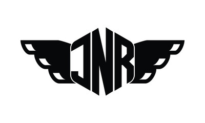 JNR polygon wings logo design vector template.