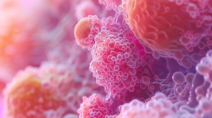 MeiosisPeaceful ribosomes in dense cytoplasm, soft pastel tones, morning light, close perspective