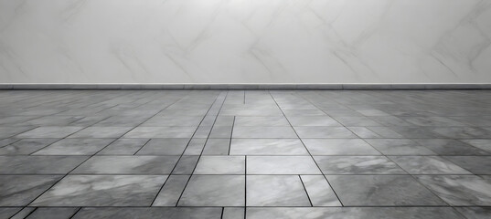 Tiles marble floor with white wall. Generative AI.