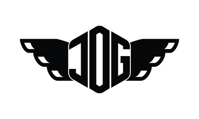 JOG polygon wings logo design vector template.