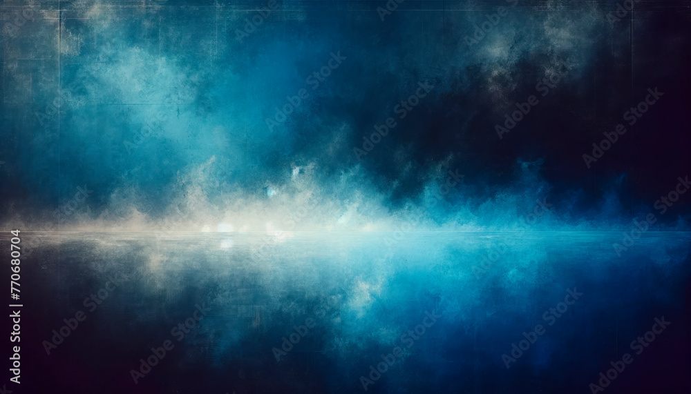 Poster Abstract sea with blue gradients and light illumination. Underwater concept. Generative AI