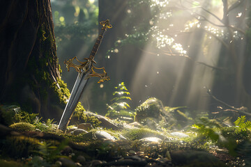 A detailed illustration of a long sword, perfect for fantasy-themed designs and projects