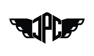 JPC polygon wings logo design vector template.