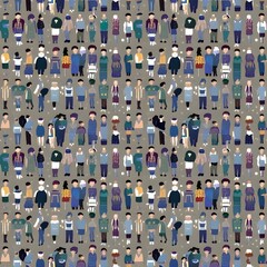 Fototapeta premium Seamless pattern of various people of the world. The design conveys the mixture of cultures, unity, diversity of population and community from all corners of the earth
