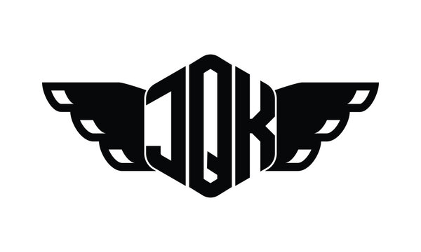 JQK polygon wings logo design vector template.