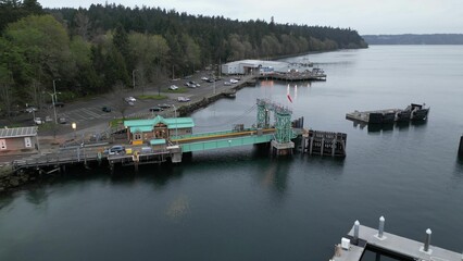 Aerial view of a dock in Tacoma, Washington, United States