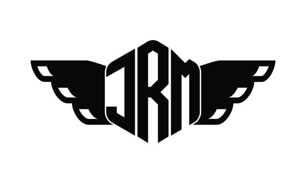 JRM polygon wings logo design vector template.