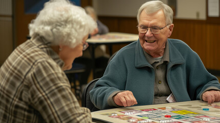 Elderly Enjoying a Game of Bingo