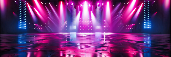 Nightclub Scene with Glowing Lights and Dark Atmosphere, Ready for a Party or Music Event