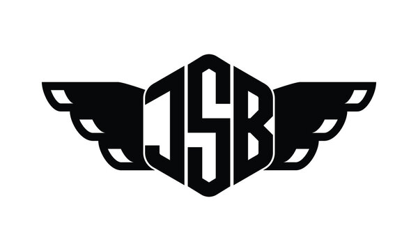 JSB polygon wings logo design vector template.