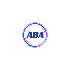 ABA creative initial letter flat monogram logo design with White background.Vector logo modern alphabet gradient color frame style.