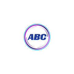 ABC creative initial letter flat monogram logo design with White background.Vector logo modern alphabet gradient color frame style.
