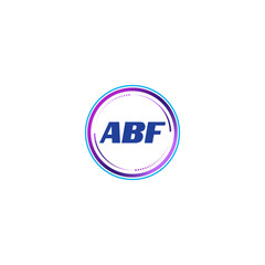 ABF creative initial letter flat monogram logo design with White background.Vector logo modern alphabet gradient color frame style.