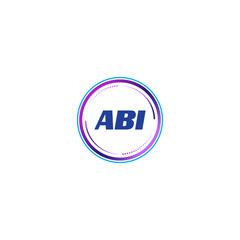 ABI creative initial letter flat monogram logo design with White background.Vector logo modern alphabet gradient color frame style.