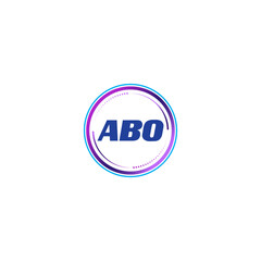 ABO creative initial letter flat monogram logo design with White background.Vector logo modern alphabet gradient color frame style.