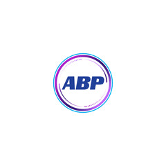 ABP creative initial letter flat monogram logo design with White background.Vector logo modern alphabet gradient color frame style.