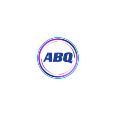 ABQ creative initial letter flat monogram logo design with White background.Vector logo modern alphabet gradient color frame style.