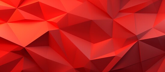 A creative arts event showcasing a red background with a geometric pattern of triangles in magenta and carmine shades, creating a symmetrical petallike design - obrazy, fototapety, plakaty