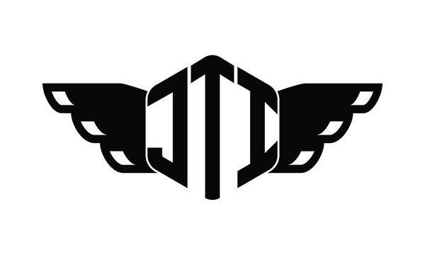 JTI polygon wings logo design vector template.