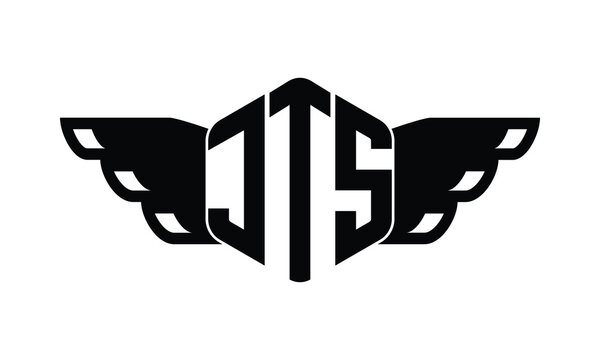 JTS polygon wings logo design vector template.