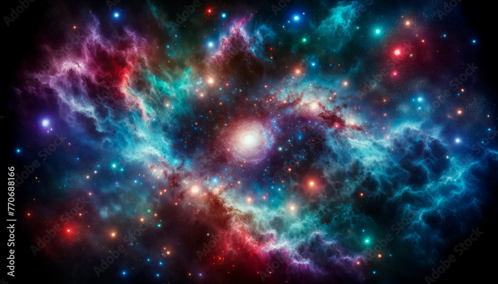 Aufkleber a vibrant depiction of a nebula in space with a multitude of stars, set against a dark background, i