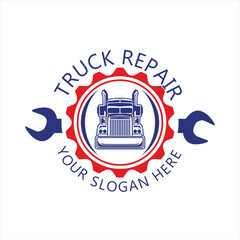 truck repair mechanic service  logo flat design