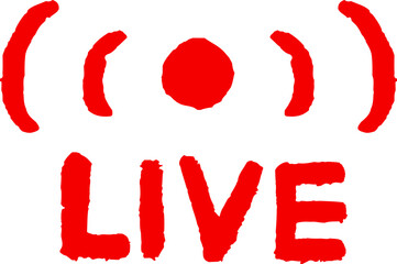 ライブ配信のシンプルな手描き風イラスト　赤