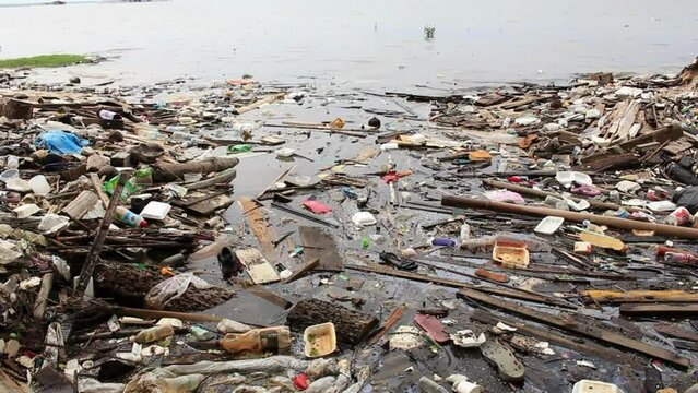 Waste and Garbage Pollution in Oceans Sea Plastic pollution or Marine debris Ocean trash