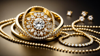 golden jewellery design,luxury diamonds background, sapphire gemstone, macro diamonds, modern jewelry