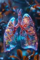 Medical breakthrough, 3D-rendered lungs in vivid colors