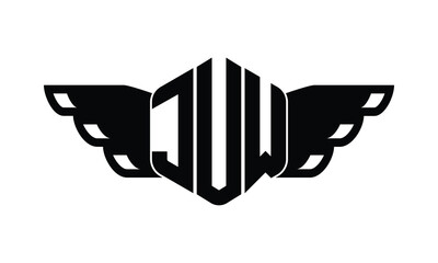 JUW polygon wings logo design vector template.