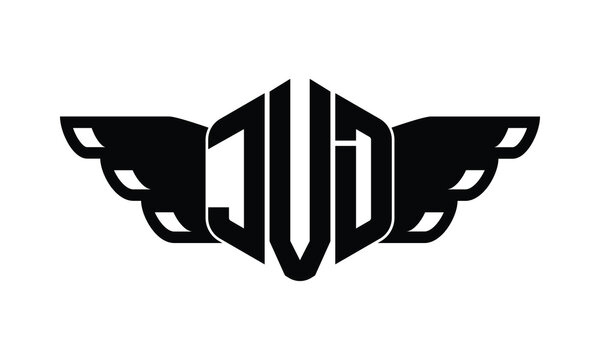 JVD polygon wings logo design vector template.