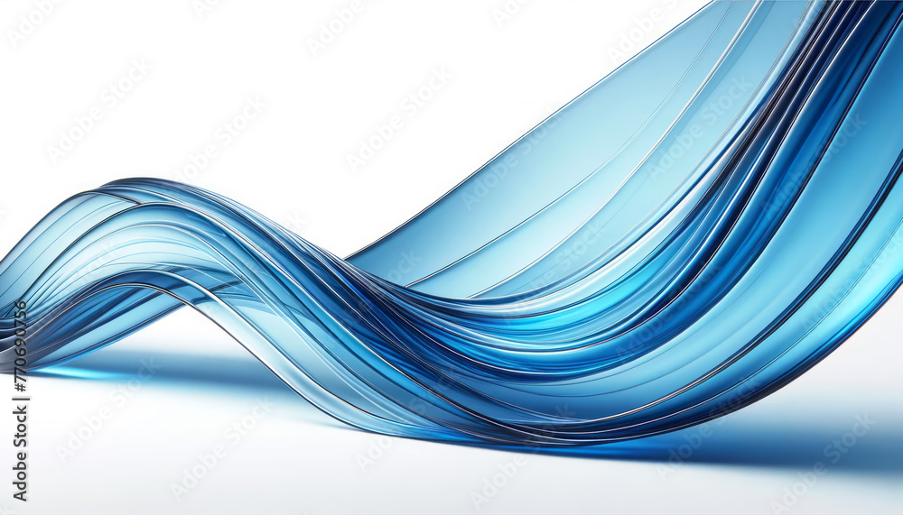 Poster Layered blue wavy lines create a dynamic abstract design on a light background, conveying a sense of flow and elegance. Generative AI