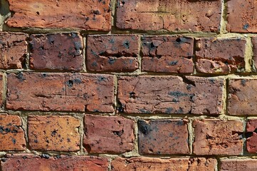 A closeup of an old brick wall in the city