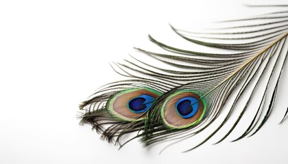 beautiful Peacock feather on white background