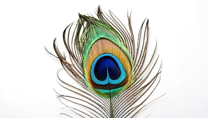 beautiful Peacock feather on white background