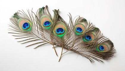 beautiful Peacock feather on white background