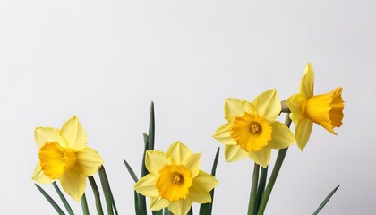 bouquet of yellow daffodils on a white background