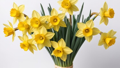 bouquet of yellow daffodils on a white background