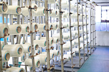 Spool, stock and product manufacturing with warehouse, industry and supply chain for storage....