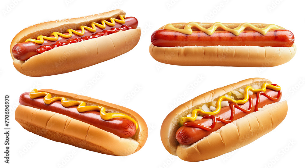 Wall mural Set of delicious hot dogs, cut out