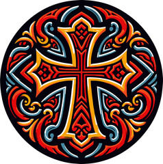 Obraz premium Christian cross illustration with a transparent background, perfect for religious and spiritual applications, as well as for use in graphic design and digital art.